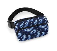 Marsupio con stampa di volpe e luna, borsa a tracolla da donna, alla moda