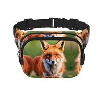 Marsupio con stampa di volpe, quadrato, a doppio strato, unisex, da viaggio, allenamento, nero, taglia unica, Nero, One Size