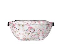 Marsupio con stampa floreale con fenicottero, da donna, da uomo, essenziale, per escursionismo, viaggi, facile da trasportare