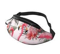 Marsupio con stampa floreale con fenicottero per uomo e donna, impermeabile, sportivo, alla moda, borsa a tracolla con tracolla regolabile, grande borsa a tracolla per viaggi ed escursioni