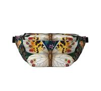 Marsupio con stampa floreale primaverile con farfalle e farfalle, regolabile, leggero, da viaggio, per passeggiate, ciclismo, escursionismo, viaggi