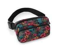 Marsupio con stampa hawaiana con alieni floreali, borse a tracolla da donna, alla moda