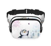 Marsupio con stampa "I Love Penguins", elegante e pratico, regolabile, perfetto per viaggi e attività all'aperto, Nero , Taglia unica