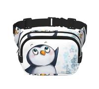 Marsupio con stampa "I Love Penguins", per uomini e donne, impermeabile, con cinghia regolabile a 3 tasche, per viaggi all'aperto