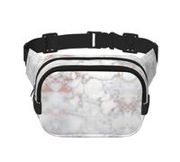 Marsupio con stampa in oro rosa e marmo bianco, per uomini e donne, impermeabile, con cinghia regolabile a 3 tasche, per viaggi all'aperto