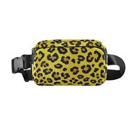 Marsupio con stampa leopardata con glitter finti gialli, alla moda, per donne, uomini, adolescenti, borsa a tracolla multiuso con tracolla regolabile, per viaggi, palestra, lavoro