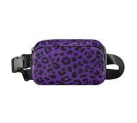 Marsupio con stampa leopardata con glitter finti viola, elegante, per uomo e donna, impermeabile, borsa sportiva a tracolla con tracolla regolabile per lo shopping, lo sport, il lavoro, Falso Glitter