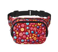 Marsupio con stampa Lollipop, a doppio strato, unisex, per viaggi, allenamento, nero, taglia unica, Nero, One Size