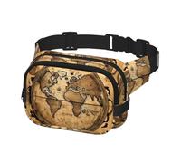 Marsupio con stampa mappamondo antica per uomini e donne, con cintura regolabile per allenamento all'aperto
