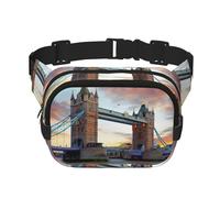 Marsupio con stampa Old Tower Bridge, elegante e pratico, regolabile, perfetto per viaggi e attività all'aperto, Nero , Taglia unica