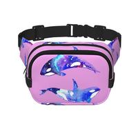 Marsupio con stampa orca killer whale, alla moda, a strati quadrati, nero, con cinghia regolabile, nero, Taglia unica