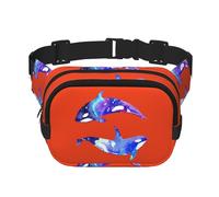 Marsupio con stampa orca killer whale, elegante e pratico, regolabile, perfetto per viaggi e attività all'aperto, Nero , Taglia unica