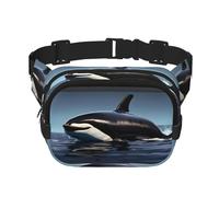 Marsupio con stampa orca killer whale, per donne e uomini, alla moda, per allenamento, corsa, viaggi, escursionismo, Nero , Taglia unica