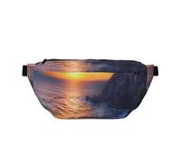 Marsupio con stampa paesaggio marino, regolabile, leggero, da viaggio, per passeggiate, ciclismo, escursionismo, viaggi