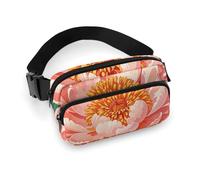 Marsupio con stampa peonia pesca per donne e uomini, marsupio regolabile casual borsa per viaggi, sport, escursionismo, bianco, 20,1 x 13 cm, Bianco, 7.9x5.1inches