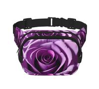 Marsupio con stampa rosa viola, con estensione, per uomini e donne, marsupio con tasche con cerniera, nero, Taglia unica