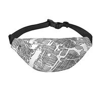 Marsupio con stampa salmone, per uomo e donna, alla moda, con cinghia regolabile, per viaggi e corsa, Mappa della città di New York, Taglia unica