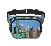 Marsupio con stampa Statua della Libertà a New York, elegante e pratico, regolabile, perfetto per viaggi e attività all'aperto, Nero , Taglia unica