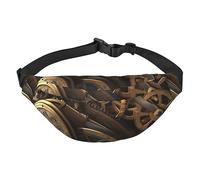 Marsupio con stampa Steampunk Gears, unisex, regolabile, stile casual, per viaggi, escursionismo, corsa, ciclismo, nero, taglia unica, Nero , Taglia unica