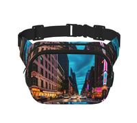 Marsupio con stampa Streets of New York City, con estensione, per uomo e donna, marsupio con tasche con cerniera, nero, Taglia unica