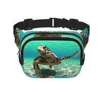 Marsupio con stampa tartaruga marina, elegante e pratico, regolabile, perfetto per viaggi e attività all'aperto, Nero , Taglia unica