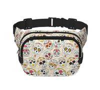 Marsupio con stampa teschio messicano elegante e pratico, regolabile, perfetto per viaggi e attività all'aperto, Nero , Taglia unica