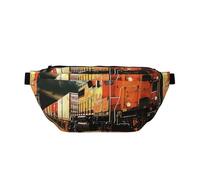 Marsupio con stampa treno merci, regolabile, leggero, da viaggio, per passeggiate, ciclismo, escursionismo, viaggi