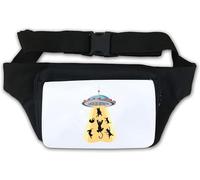 Marsupio con stampa UFO divertente con gatti alieni rapimento bianco