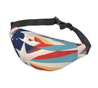 Marsupio con stelle cremisi e blu, per donne e uomini, impermeabile, con cintura regolabile, borsa a tracolla casual, da viaggio, per sport, corsa, ciclismo, Stile a righe a forma di stella, One Size