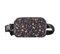 Marsupio con strisce arcobaleno astratte da uomo e donna, grazioso marsupio per viaggi, vacanze, corsa, Ricamo vintage ape miele con fiori selvatici, 1 Size