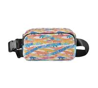 Marsupio con strisce arcobaleno astratte da uomo e donna, grazioso marsupio per viaggi, vacanze, corsa, Coccodrilli ad acquerello, 1 Size