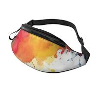 Marsupio con tartarughe che emergono dalle arance, per donne e uomini, alla moda, regolabile, per allenamento, corsa, viaggi, stile casual, Macchie di schizzi di pittura ad acquerello, Taglia unica