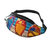 Marsupio con teschi e fiori di zucchero, per uomo e donna, alla moda, per festival, viaggi, sport, passeggiate, Palla da spiaggia variopinta delle infradito, Taglia unica