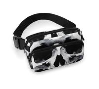 Marsupio con teschio bianco e grigio per donne e uomini, borsa casual regolabile per viaggi, sport, escursionismo, bianco, 20 x 13 cm, bianco, 7.9x5.1inches