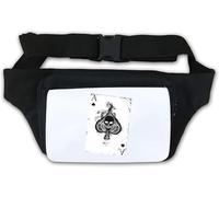 Marsupio con teschio e carte da gioco asso di picche, bianco