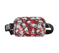 Marsupio con teschio rosso terribile ed elegante, per donne e uomini, multiuso, con cerniera, con cinghia regolabile, per viaggi, vacanze, corsa