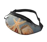 Marsupio con testa di bulldog americano, per donne e uomini, alla moda, regolabile, per allenamento, corsa, viaggi, stile casual, Conchiglie sulla spiaggia, Taglia unica