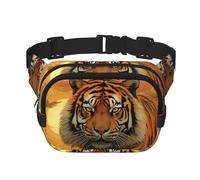 Marsupio con tigre che sorge il sole nascente, piccolo marsupio alla moda a tracolla, leggero, per donne e uomini, corsa, allenamento, escursionismo, viaggi