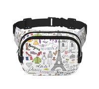 Marsupio con Tour Eiffel francese di Parigi, per donne e uomini, alla moda, per allenamento, corsa, viaggi, escursionismo, Nero, One Size