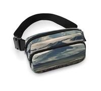 Marsupio con tracolla regolabile, alla moda, per sport all'aria aperta, escursionismo, bianco, 20 x 13 cm, con stampa completa