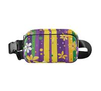 Marsupio con tracolla regolabile, per donne e uomini, per carnevale e martedì grasso, con fiori e monete, grande capacità, per shopping, sport, lavoro, 01, 1 Size