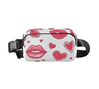 Marsupio con tracolla regolabile, per donne e uomini, per San Valentino, sexy, con labbra e cuori, grande capacità, per shopping, sport, lavoro, 06, 1 Size