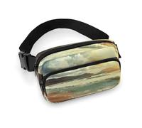 Marsupio con tramonto sulla spiaggia, per donne e uomini, borsa casual regolabile per viaggi, sport, escursionismo, bianco, 20 x 13 cm, bianco, 7.9x5.1inches