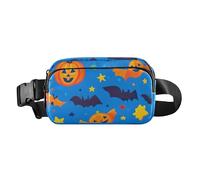 Marsupio con tre modi per indossare ragnatele nero verde borsa petto per le donne 8 x 5,3 x 2,3 pollici, Carino Zucche Pipistrelli Blu, Taglia unica, Carino Zucche Pipistrelli Blu