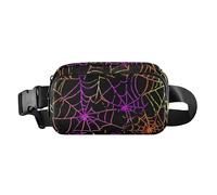 Marsupio con tre modi per indossare ragnatele nero verde borsa petto per le donne 8 x 5,3 x 2,3 pollici, Bright Webs Nero-11, Taglia unica, Bright Webs Nero-11