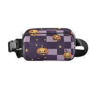 Marsupio con tre modi per indossare ragnatele nero verde borsa petto per le donne 8 x 5,3 x 2,3 pollici, Zucche A Scacchi Viola, Taglia unica, Zucche A Scacchi Viola