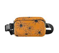 Marsupio con tre modi per indossare ragnatele nero verde borsa petto per le donne 8 x 5,3 x 2,3 pollici, Ragnatele di Halloween arancione-14, Taglia unica, Ragnatele di Halloween Arancione-14
