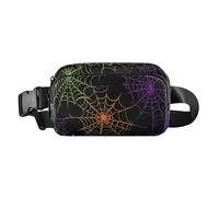 Marsupio con tre modi per indossare ragnatele nero verde borsa petto per le donne 8 x 5,3 x 2,3 pollici, Ragnatele Nero Verde-13, Taglia unica, Ragnatele Nero Verde-13