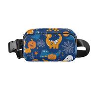 Marsupio con tre modi per indossare ragnatele nero verde borsa petto per le donne 8 x 5,3 x 2,3 pollici, Dinosauri Carini Halloween Blu, Taglia unica, Dinosauri Carini Halloween Blu