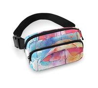 Marsupio con tre ombrelli per donne e uomini, borsa da cintura impermeabile con cintura regolabile, borsa a tracolla casual, borsa da viaggio per sport, corsa, ciclismo, bianco, 20 x 13 cm, marsupio,